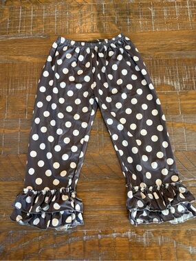 Girls' Grey Polka Dot Ruffle Pants, Size XS